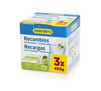 HUMYDRY Recambios 3x450g Manzana - Bolsas Antihumedad para Deshumidificador sin enchufe | Absorbe humedad y evita moho, olores y condensación | Fragancia manzana para espacios hasta 15m²