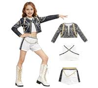 Hun-ters Ru-mi Disfraz para niños, juego completo, uniforme de cosplay, para niñas, inspirado en Rumi, Mira, Zoey & Huntrix, juego de rol, disfraz para Halloween, fiesta y carnaval, apto para 3 a 16