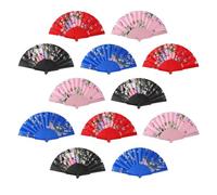 HUNANBANG 1 docena de abanicos plegables japoneses de flores orientales, iglesia española, boda, regalo vintage, recuerdos de fiesta, decoración de bricolaje, regalo retro, tamaño 8 1/4 pulgadas al