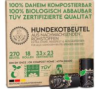 HUND IST KÖNIG® Bolsas biodegradables para excrementos de perros [270 unidades] 100% compostables bolsas para excrementos de perros biodegradables - Bolsas resistentes para perros con ruedas