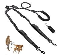 Hunde Doppelleine 360° Drehbar Kein Verheddern - Verstellbare Stoßdämpfende Bungee Leine mit 2 Gepolsterten Griffen, Hochreflectierend, Nylon robusto para 1 o 2 Hunde (8-35 lbs)