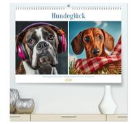 Hundeglück (hochwertiger Premium Wandkalender 2026 DIN A2 quer), Kunstdruck in Hochglanz: Von edlen Porträts über süße Alltagsszenen bis hin zu ... ein Must-have für alle, die Hunde lieben.