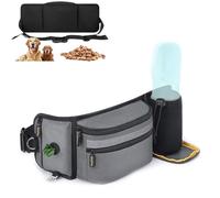 Hundetraining, Leckerlitasche für Hunde,Hund Zubehör, Bauchtasche für Hund Zubehör mit Kotbeutelspender,Flaschenhalter, Reflektor,für Gassi, Training und Outdoor (grau)