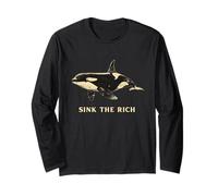 Hundir el Rico Divertido Orca Ballena Meme Anti Capitalismo Manga Larga