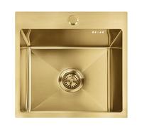 Hundir Rea Leo 40 Brush Gold 40X45X18,5Cm + Grifo De Cocina Fresh