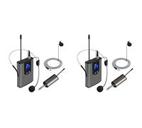 Hundnsney 2X - Auriculares sin portátil, UHF/micrófono, corbata y transmisor de bolsillo y receptor, salida 1/4 PB