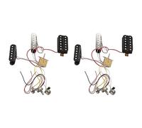 Hundnsney 2X guitarra eléctrica recogida cableado arnés precableado interruptor de 5 vías 2T1V control SSH recogida para negro