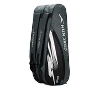 HUNDRED Cosmogear Badminton Kit-Bag (Dark Grey/Black, Large) | Unisex | Material: Polyester | Double Zipper Bag with Front Zipper Pocket