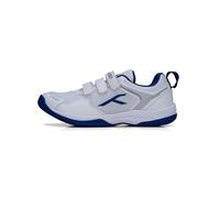 Hundred Court Star Non-Marking Badminton Shoes for Kids | Lightweight | X-Cushion Protection | Suitable for Indoor Tennis, Squash, Table Tennis, Basketball & Padel (White/Navy, EU 36, UK 2, US 3)