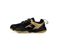 Hundred Court Star Non-Marking Badminton Shoes for Kids | Lightweight | X-Cushion Protection | Suitable for Indoor Tennis, Squash, Table Tennis, Basketball & Padel (Black/Gold, EU 38, UK 4, US 5)