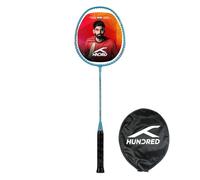 HUNDRED Powertek 200 Pro Graphite Strung Badminton Racket with Full Racket Cover (Light Blue) | For Intermediate Players | Weight: 95 Grams | Maximum String Tension - 18-20lbs