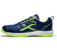 Hundred Raze Non-Marking Professional Badminton Shoes for Men | Material: Faux Leather | Suitable for Indoor Tennis, Squash, Table Tennis, Basketball & Padel (Navy/Lime, Size: EU 35, UK 1, US 2)