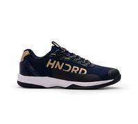 Hundred Xoom Pro Non-Marking Professional Badminton Shoes for Men | Material: Faux Leather | Suitable for Indoor Tennis, Squash, Table Tennis, Basketball & Padel (Navy Gold, EU 41, UK 7, US 8)