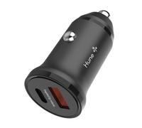 HUNE Topo Dual Cargador para Coche, USB-C 20W + USB-A 18W, Carga Rápida, Plástico Reciclado, Certificación The Climate Label y Global Recycled Standard