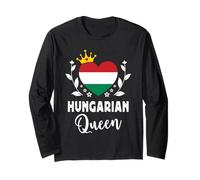 Hungarian Queen Hungary Flag Proud Hungarian Woman Manga Larga