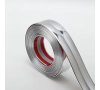 Hungbak Moldura multifuncional para despegar y pegar, diseño 3 en 1, moldura de pared, protectores de esquina y zócalo de tira para suelo, mesa y marco de puerta (plata brillante, 5 m x 2 cm)