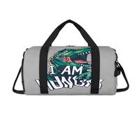 Hungry Dinosaur - Bolsa deportiva de lona con compartimento para zapatos, diseño de dinosaurio, bolsa de fin de semana, bolsa de viaje, gimnasio, organizador de equipaje para mujeres, hombres, niños y