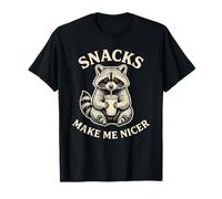 Hungry Racoon Bebiendo Leche Snacks Me Hacen Más Agradable Comida Divertida Camiseta