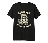 Hungry Racoon Bebiendo Leche Snacks Me Hacen Más Agradable Comida Divertida Camiseta Premium