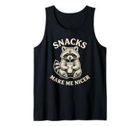 Hungry Racoon Bebiendo Leche Snacks Me Hacen Más Agradable Comida Divertida Camiseta sin Mangas