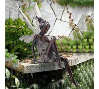 HunicandIU Adorno de jardín de hadas sentadas, figuras de jardín de resina para jardín, estatua sentada, elfos sentados, figuras de jardín de resina, tudor y turek sentado, hadas, estatuas de jardín,