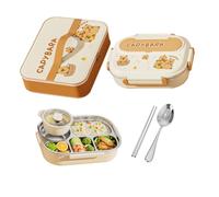 HunicandIU Juego de - Con Compartimentos De Panda Y Capibara | Acero Inoxidable Con Cubiertos Para Escuela Oficina Viaje Picnic Camping Senderismo