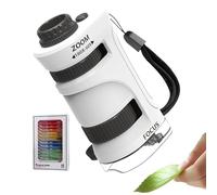 HunicandIU Microscopio Portátil Infantil,Microscopio Infantil con Zoom 60-80X y 12 Portaobjetos - Juguete Educativo de Experimentos | para Aula Senderismo Preescolar Hogar Exterior Acampada y Escuela