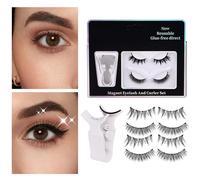 HunicandIU Pestañas Magnéticas Postizas - 2 Pares de Extensiones de Tiras Falsas Naturales Sin Pegamento,Pestañas con Imán - Regalo para Mujer Principiante Uso en Casa Viaje o Trabajo Volumen Belleza