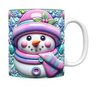 HunicandIU Taza Navideña | Tazas de Cerámica para Café Invernal - Vajilla 350ml Diseño 3D Muñeco De Nieve Con Asa Para Vacaciones Té Chocolate Cocina Fiestas Cumpleaños Mujeres