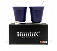Huniox® 2 X 160 Ml - Taza Cafe - Tazas De Cafe Originales - Vasos Irrompibles - Tazas De Cafe Cortado - Vasos Acero Inoxidable - Incluye 2 Cucharillas De Diseño (Amethyst, 160 Ml)