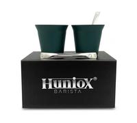 Huniox® 2 X 80 Ml | Taza Espresso - Tazas De Cafe Expresso - Vaso Termico Cafe Pequeño - Vasos Para Cafe - Juego De Cafe - Espresso Cup | Incluye 2 Cucharillas De Diseño (Emerald, 80 Ml)