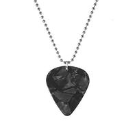 HUNM Púas de guitarra, 1 collar o aretes de púa de guitarra, collar de música bajo para hombres y mujeres, púas de celuloide para acústica, eléctrica, bajo, negro