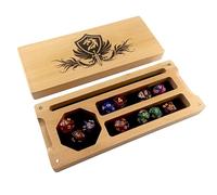 Hunmor Caja de dados de madera, tabla de dados DND, 24 x 10 cm | D&D - Base de dados con plato de dados y recipiente de almacenamiento ideal para Dungeon and Dragon