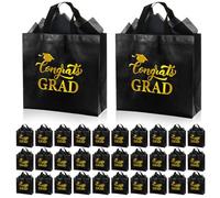 HunnmingRe 24 juegos de bolsas grandes de regalo de graduación 2026, bolsa de mano brillante no tejida con asas y papeles de seda para recuerdos de fiesta universitaria de secundaria, 11.81 x 11.42 x