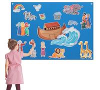 HunnmingRe Juego de tablero de fieltro del arca de Noé, juego de historias bíblicas, tablero de fieltro de franela para niñas y niños, juguete de arca de Noé, piezas de tablero de historias de