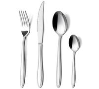 Hunnycook - Cubiertos de mesa para 6 personas, 24 piezas de acero inoxidable con mango en línea, cubiertos de mesa elegantes con cuchillo tenedor cuchara, lavable en lavavajillas