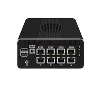 HUNSN Micro Firewall Appliance, Mini PC, VPN, Router PC, Intel N200, RJ51k, 8 x 2.5GbE I226-V, Type-C, SIM Slot, TF Slot, DP, HDMI, 5 x USB2.0, USB3.0, Barebone, NO RAM, NO Storage, NO System