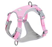 Huntboo Arnes Perro Pequeño Mediano Grande, Arnés Antitirones para Perros, Chaleco Totalmente Reflectante con 2 Clips para Correa, Transpirable y Duradero para Paseo, Entrenamiento y Carrera(Rosa,L)