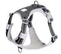 Huntboo Arnes Perro Pequeño Mediano Grande, Arnés Antitirones para Perros, Chaleco Totalmente Reflectante con 2 Clips para Correa, Transpirable y Duradero para Paseo, Entrenamiento y Carrera(Negro,L)