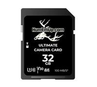 HuntEmUp Tarjeta SD Ultimate Trail Camera SD de 32 GB - U3 Clase 10 V30 UHS-I, 100 MB/s, impermeable, a prueba de golpes, temperatura y rayos X, tarjeta de memoria de alta velocidad para cámaras Trail