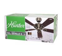 HUNTER FAN Sevilla, 112 cm, Ventilador de Techo para Interior, Silencioso, con Cadena y 5 Aspas Reversibles en Nogal y Roble Medio, para Verano o Invierno, AcabadoLatón Antiguo, Modelo 24034