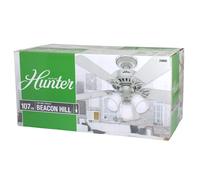Hunter 24905 Beacon Hill Ventilador Techo Luz Zugkette 107CM Blanco Claro Roble