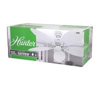 Hunter Fan, Ventilador de Techo con Cadena para Interiores y Exteriores, Bayview, 5 Aspas Reversibles, Color Blanco, 137 cm, Ideal para Verano e Invierno, Modelo 24996