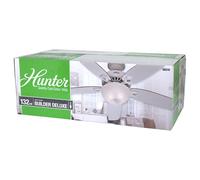 Hunter 132 cm | 52” Ventilador de Techo Builder Deluxe Blanco Nieve con Kit de Luz y Cadena, 50570