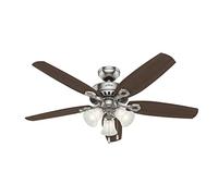 Hunter 52" Builder Plus - Ventilador (Cereza, Níquel, Color blanco, 66W)