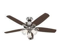 Hunter 52" Builder Plus - Ventilador (Cereza, Níquel, Color blanco, 66W)