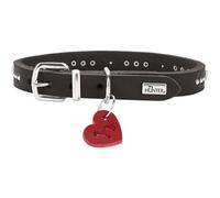HUNTER Aalborg Hearts - Collar para Perro | Piel de vacuno suave con detalles en forma de corazón, colgante de corazón, color negro, talla 27