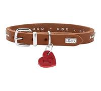 HUNTER Aalborg Hearts - Collar para Perro | Piel de vacuno suave con detalles en forma de corazón, colgante en forma de corazón, color coñac, talla 32