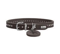 HUNTER Aalborg Style Collar para Perro, marrón Oscuro, Cuero de Vacuno engrasado, Robusto y cómodo, con Elegante decoración de Tachuelas, Talla: 37