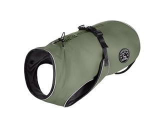Hunter Abrigo para Perro Uppsala, Color Caqui, diseño 2 en 1 con Forro Interior extraíble, Impermeable, Ribetes Reflectantes, Lado del Vientre Cerrado, Ajuste óptimo, Talla: 25